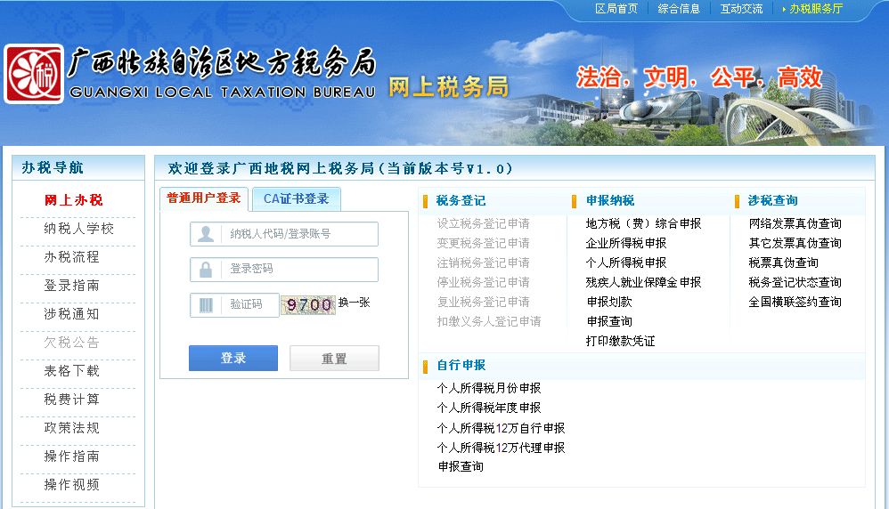 广西区国税局网上申报系统1.0