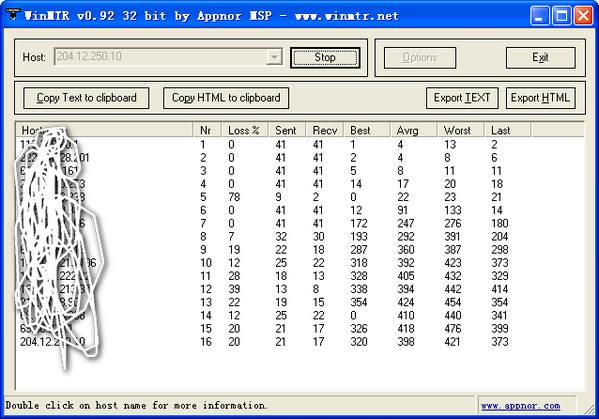 超强的Tracert工具(WinMTR)