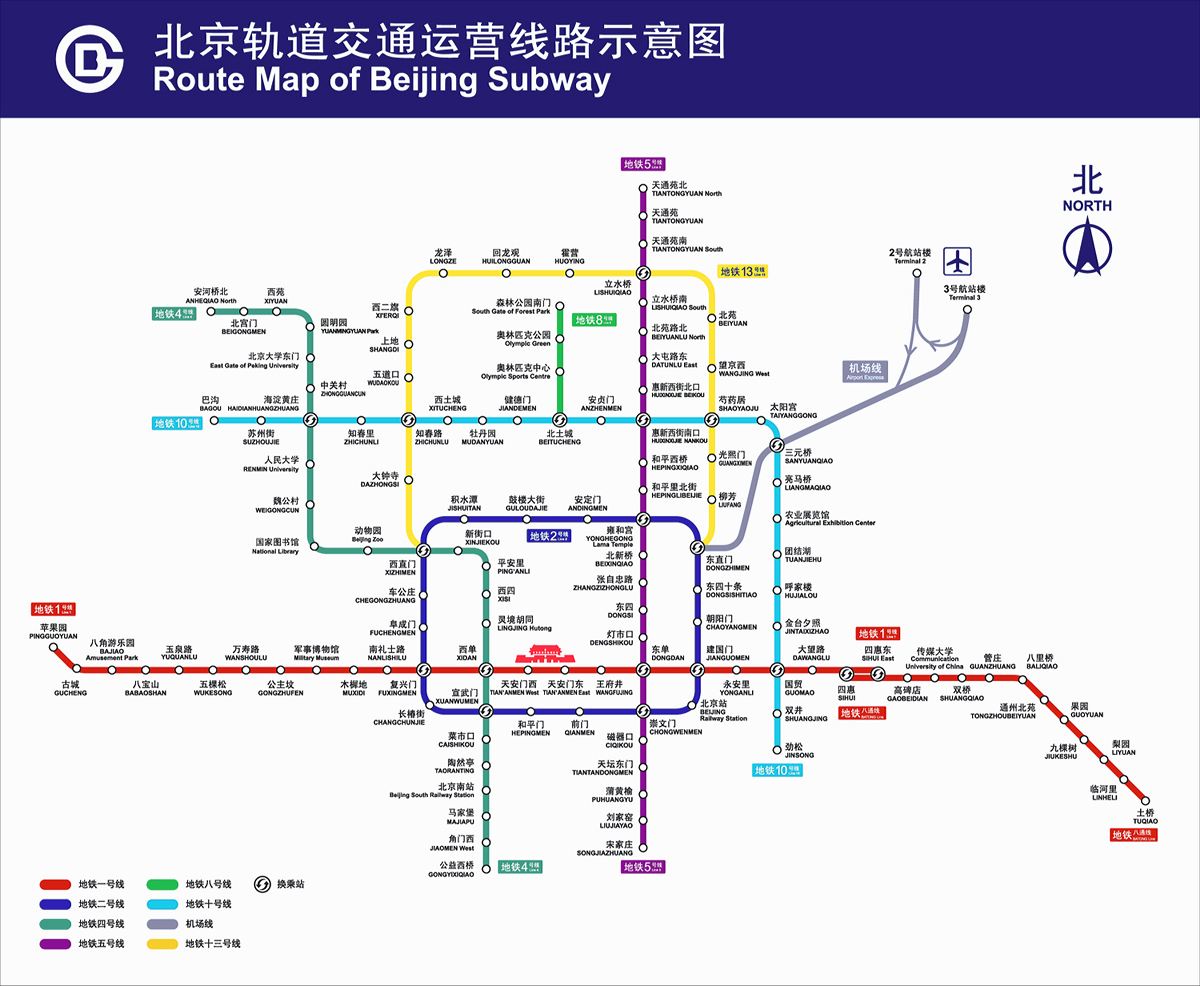 矢量北京地铁运营线路图
