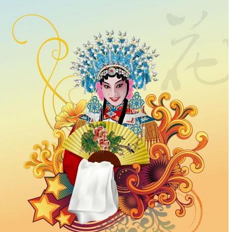 中国传统戏剧形象矢量图