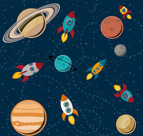 卡通宇宙形星矢量素材