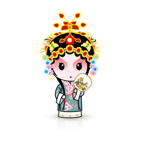 卡通京剧人物矢量图