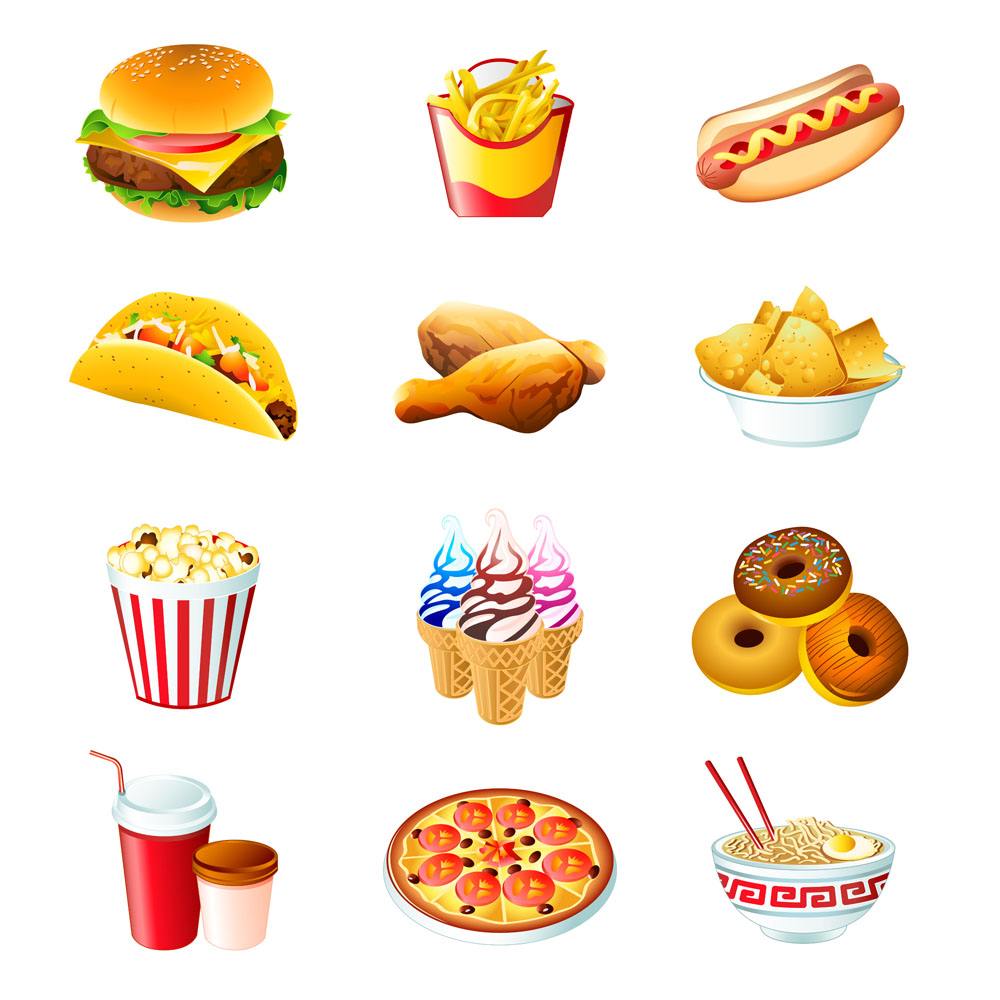 美味快餐食品矢量图