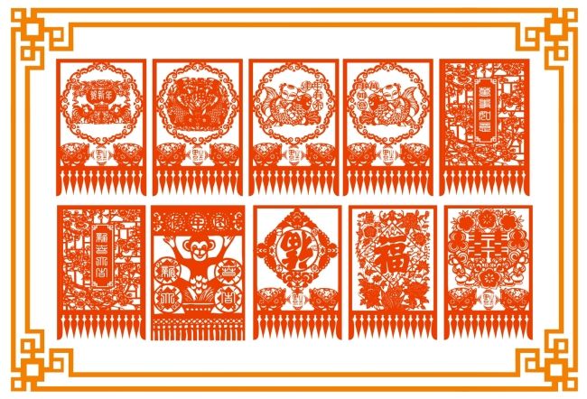 传统剪纸图案矢量图