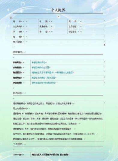20个空白简历模板精选下载压缩包