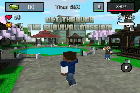 是一款Minecraft风格的第一人称射击游戏。