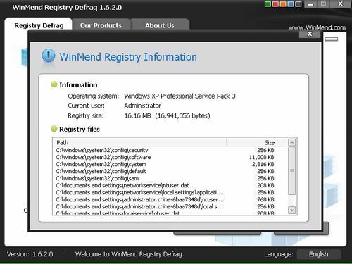 WinMend Registry Defrag