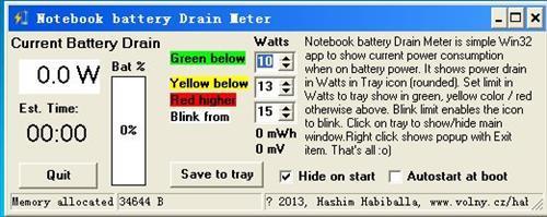 Notebook battery Drain Meter
