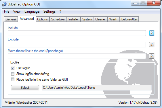 JkDefrag GUI 